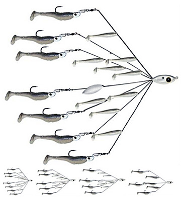Picasso Bait Ball Extreme comes in 5 castable umbrella rig models to simulate a school of minnows while meeting your local regulations